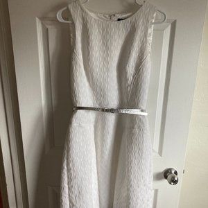 White House Black Market - White dress with sliver belt  - Size 4